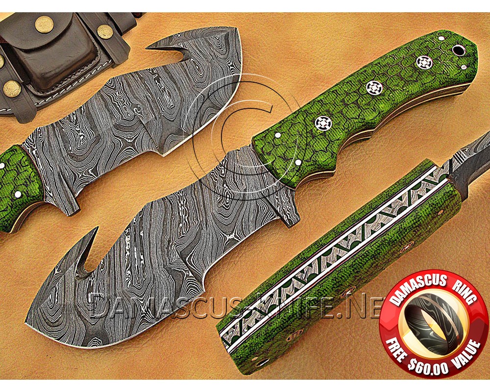 Gut Hook Full Tang Handmade Damascus Steel Tracker Knife DTK1013