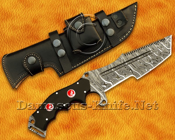 Custom Handmade Full Tang Damascus Steel Hunting and Survival Tanto Tracker Knife DTK917A