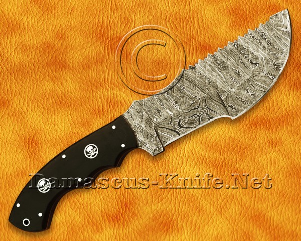 Lot of 2 Custom Handmade Damascus Steel Full Tang Hunting and Survival Tracker Knife