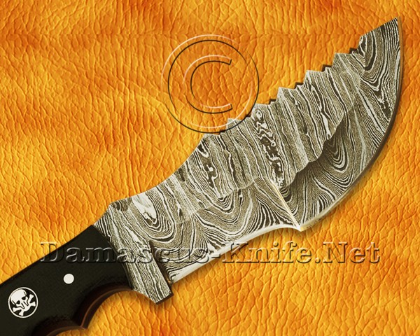 Lot of 2 Custom Handmade Damascus Steel Full Tang Hunting and Survival Tracker Knife