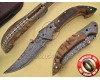 Handmade Damascus Steel Collectible Folding Knife Ram Handle DFK761
