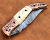 Handmade Stainless Steel Damascus Collectible Folding Knife Camel Bone DFK772