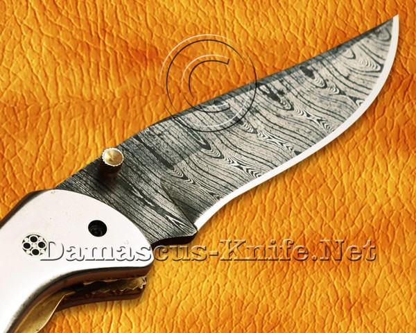 Handmade Damascus Steel Hunting and Survival Folding Knife Horn Handle DFK772