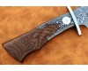 Handmade Damascus Steel Wolf Hunting Knife Mahogany Wood Handle DHK882