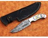 Lot of 2 Custom Handmade Damascus Steel Tapper Tang Pearl Olympic Skinner Hunting Knife DHK956