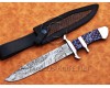 Lot of 2 Custom Handmade Damascus Steel Tapper Tang Pearl Bob Loveless Hunting Knife DHK962