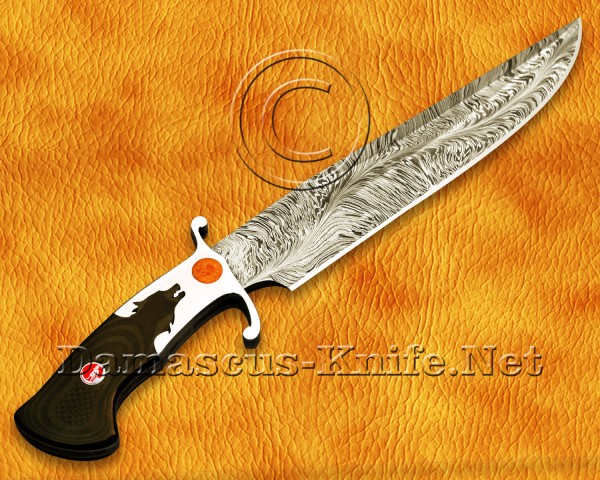 Custom Handmade Damascus Steel Hunting and Survival Bowie Knife DHK882