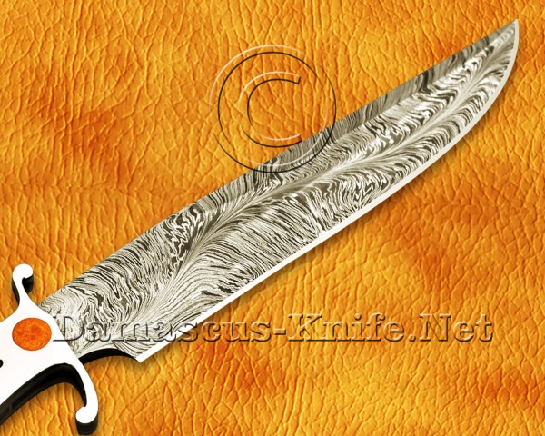 Custom Handmade Damascus Steel Hunting and Survival Bowie Knife DHK881