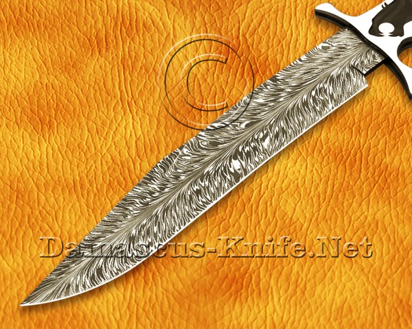 Custom Handmade Damascus Steel Hunting and Survival Bowie Knife DHK965