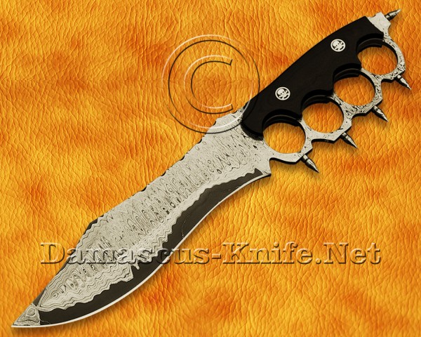 Custom Handmade Damascus Steel Hunting and Survival Sanmai Trench Knife DHK967