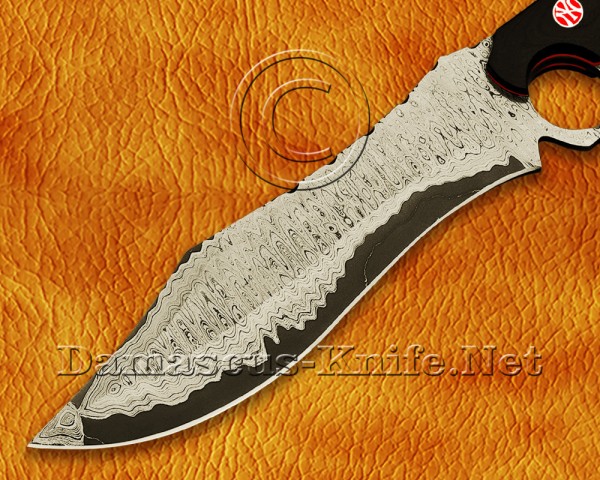 Custom Handmade Damascus Steel Hunting and Survival Sanmai Trench Knife DHK967A