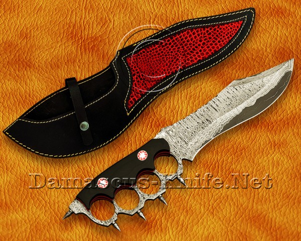 Custom Handmade Damascus Steel Hunting and Survival Sanmai Trench Knife DHK967B