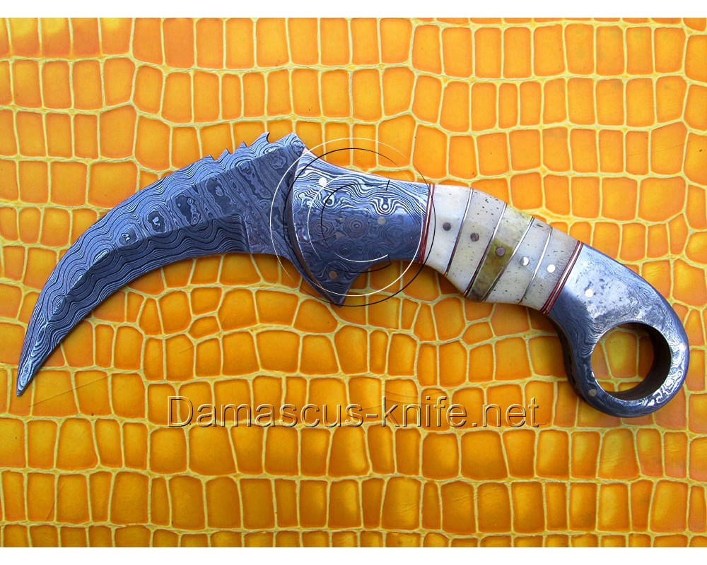 Custom Handmade Damascus Karambit Knife - Camel Bone (ARS-706)