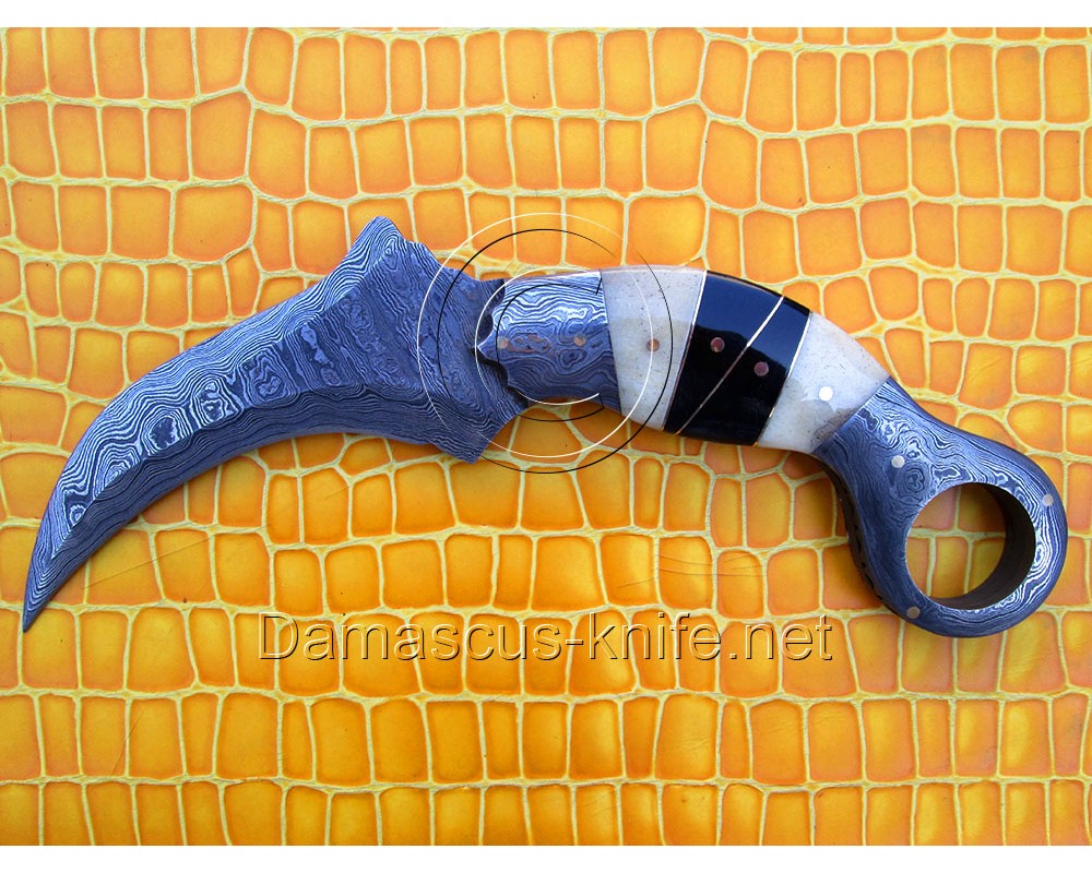 Custom Handmade Damascus Karambit Knife - Bone - Horn (ARS-709)