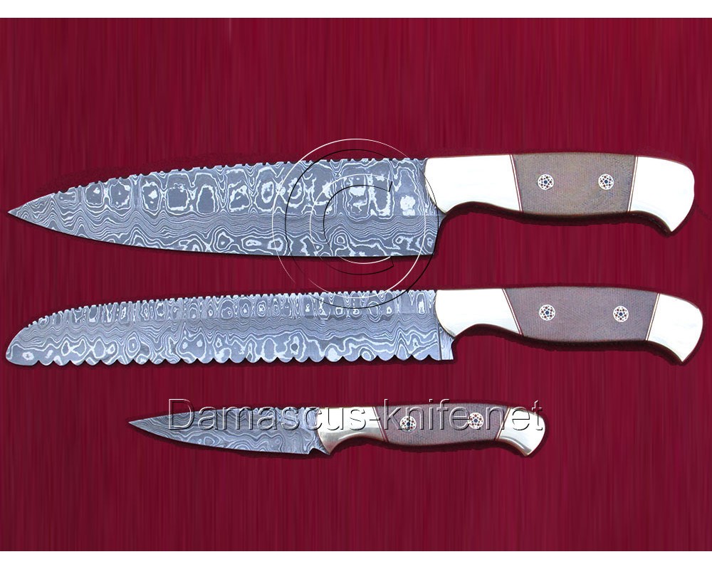 Chef's Set Fine Handmade Damascus Steel Knives DCK674
