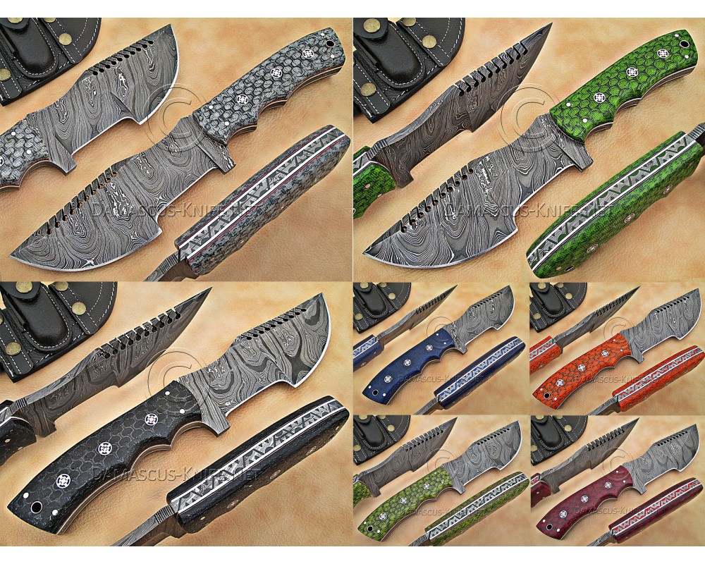 Lot of 7 Tom Brown Full Tang Handmade Damascus Steel Tracker Knives DTK1001