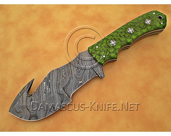 Gut Hook Full Tang Handmade Damascus Steel Hunting and Survival Tracker Knife DTK1013