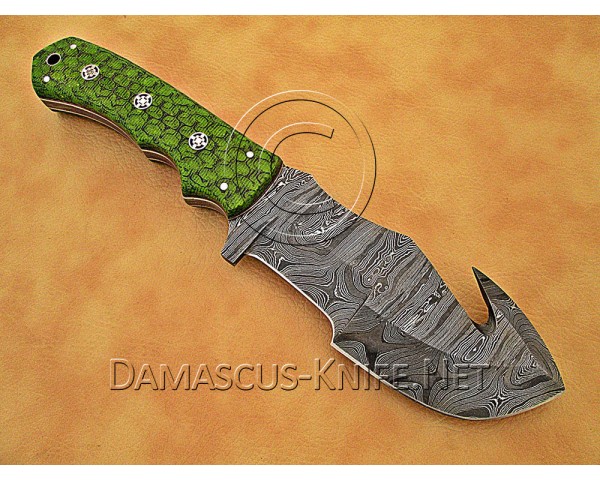 Gut Hook Full Tang Handmade Damascus Steel Hunting and Survival Tracker Knife DTK1013