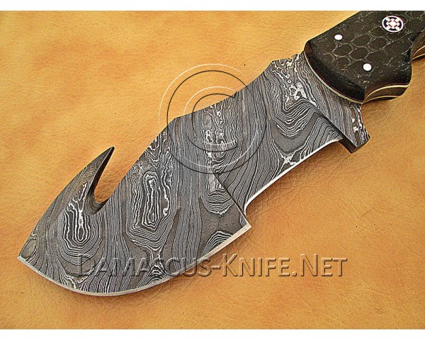 Gut Hook Full Tang Handmade Damascus Steel Hunting and Survival Tracker Knife DTK1014