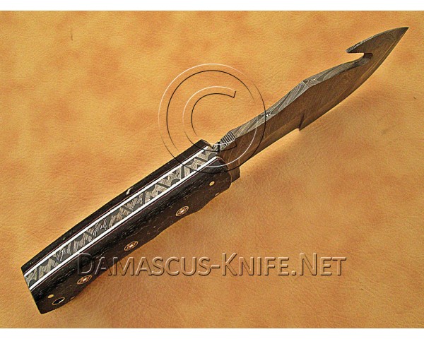 Gut Hook Full Tang Handmade Damascus Steel Hunting and Survival Tracker Knife DTK1014