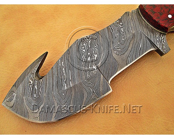 Gut Hook Full Tang Handmade Damascus Steel Hunting and Survival Tracker Knife DTK1015