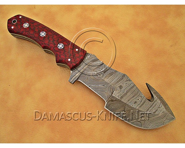 Gut Hook Full Tang Handmade Damascus Steel Hunting and Survival Tracker Knife DTK1015