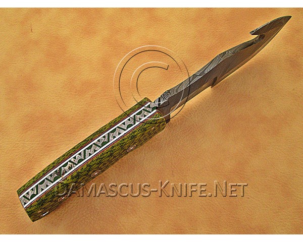 Gut Hook Full Tang Handmade Damascus Steel Hunting and Survival Tracker Knife DTK1017