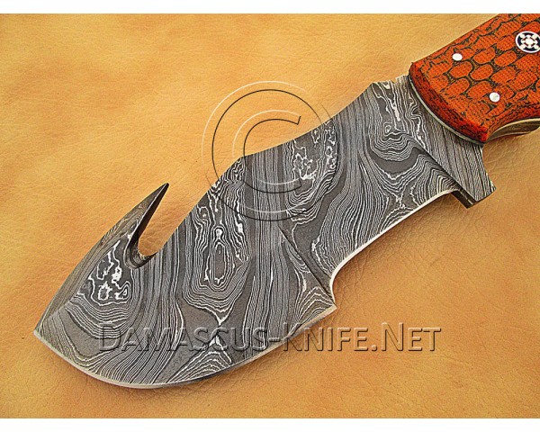 Gut Hook Full Tang Handmade Damascus Steel Hunting and Survival Tracker Knife DTK1018