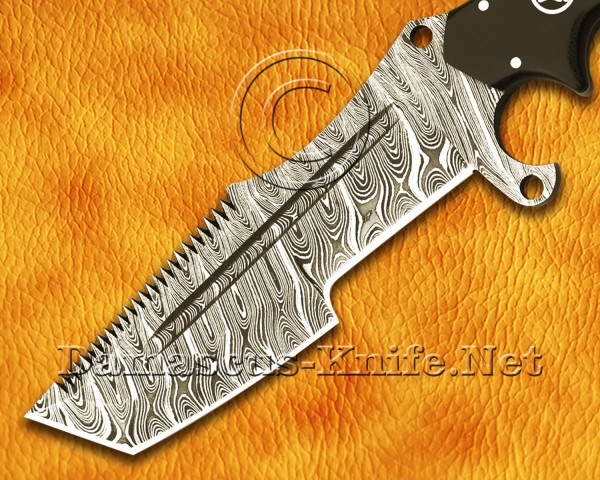 Custom Handmade Full Tang Damascus Steel Hunting and Survival Tanto Tracker Knife DTK917