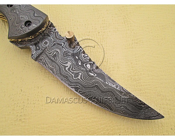 Handmade Damascus Steel Collectible Folding Knife Bone Handle DFK763