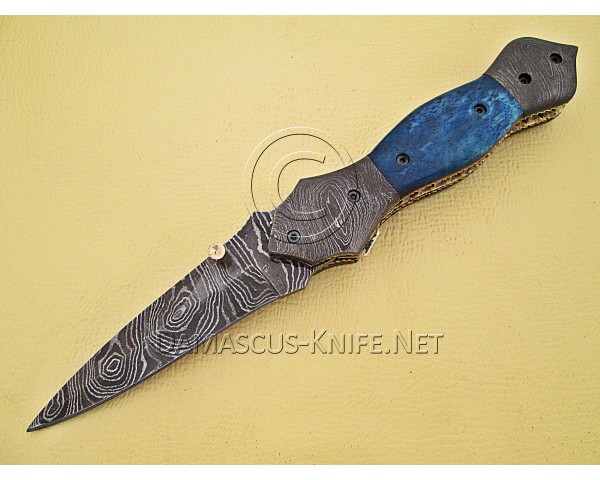 Handmade Damascus Steel Collectible Folding Knife Bone Handle DFK764