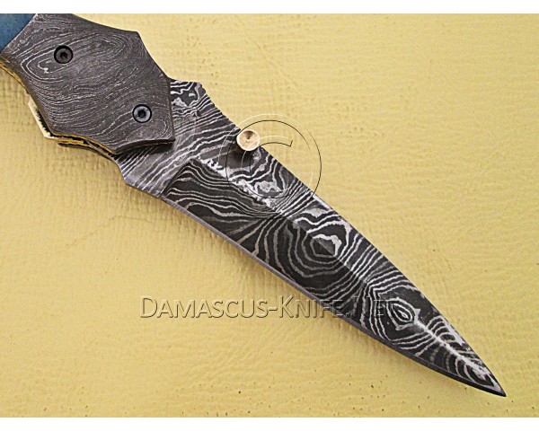 Handmade Damascus Steel Collectible Folding Knife Bone Handle DFK764