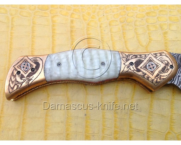 Handmade Damascus Steel Collectible Folding Knife DFK804