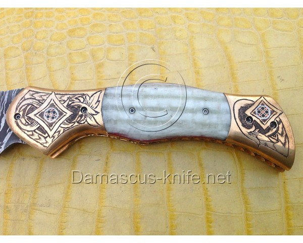 Handmade Damascus Steel Collectible Folding Knife DFK804