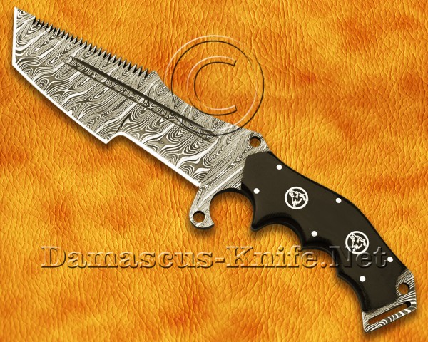 Custom Handmade Full Tang Damascus Steel Tanto Hunting and Survival Knife DHK817
