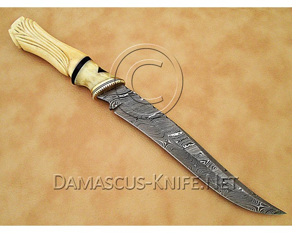 Custom Handmade Damascus Steel Hunting and survival Bowie Knife DHK883