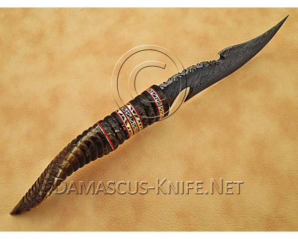 Custom Handmade Damascus Steel Hunting and Survival Bowie Knife DHK889