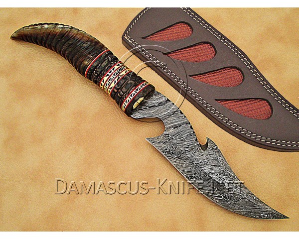 Custom Handmade Damascus Steel Hunting and Survival Bowie Knife DHK889