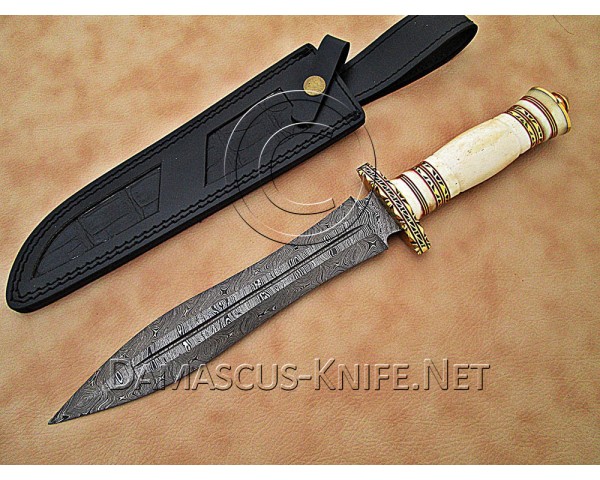 Custom Handmade Damascus Steel Hunting and Survival Dagger Knife DHK890