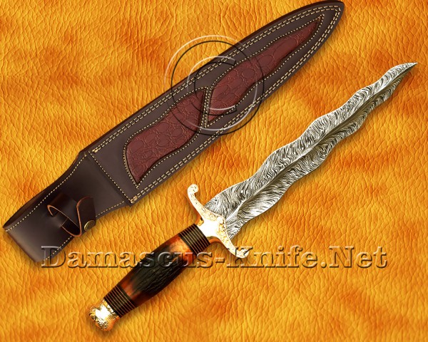 Custom Handmade Damascus Steel Hunting and Survival Kris Dagger Knife DHK916