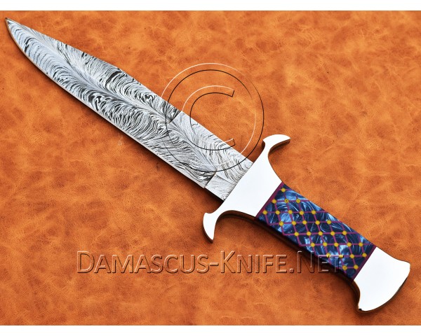 Custom Handmade Damascus Steel Tapper Tang Pearl Bob Loveless Hunting Survival Bowie Knife DHK961