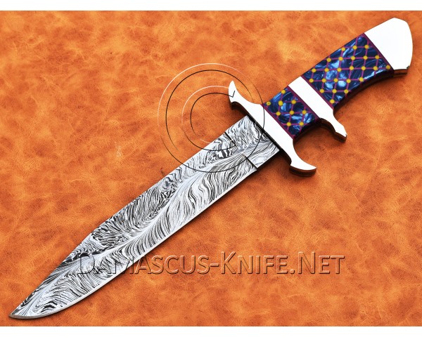 Lot of 2 Custom Handmade Damascus Steel Hunting and Survival Bob Loveless Hunting Knife DHK962