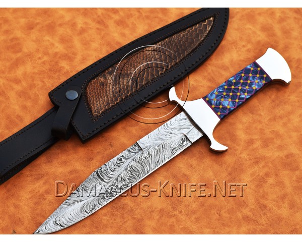 Lot of 2 Custom Handmade Damascus Steel Hunting and Survival Bob Loveless Hunting Knife DHK962