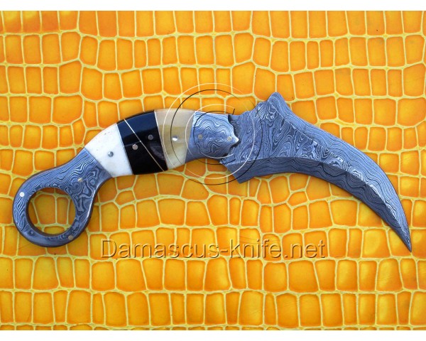 Custom Handmade Damascus Karambit Knife - Bone - Horn (ARS-709)