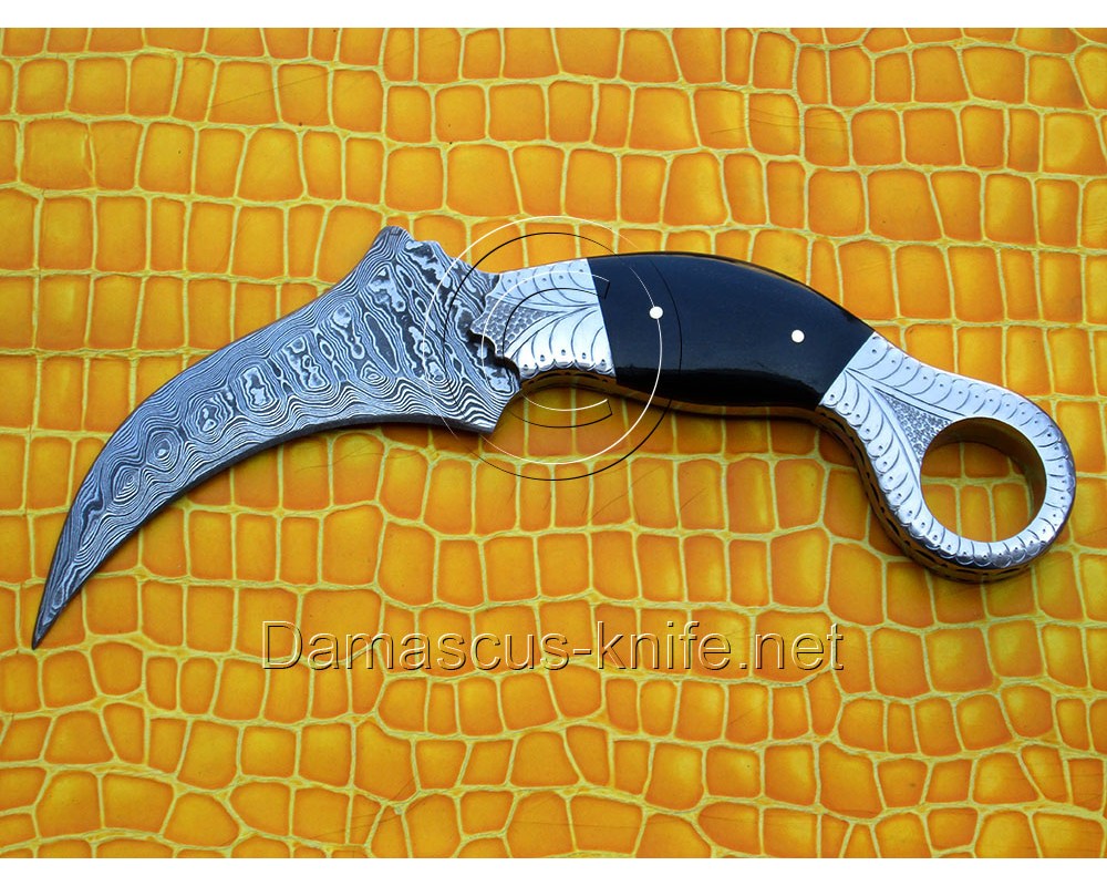 Custom Handmade Damascus Karambit Knife - Bull Horn (ARS-710)