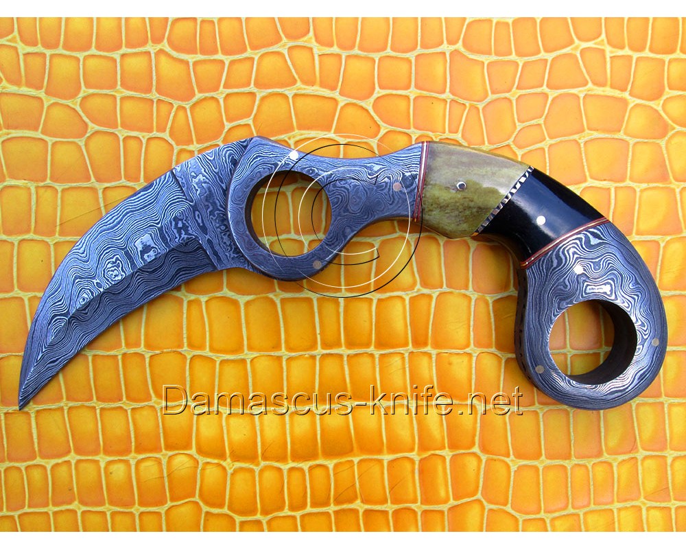 Custom Handmade Damascus Karambit Knife - Bone - Horn (ARS-712)