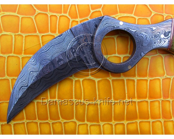 Custom Handmade Damascus Karambit Knife - Bone - Horn (ARS-712)