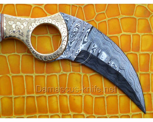 Custom Handmade Damascus Karambit Knife - Camel Bone (ARS-713)