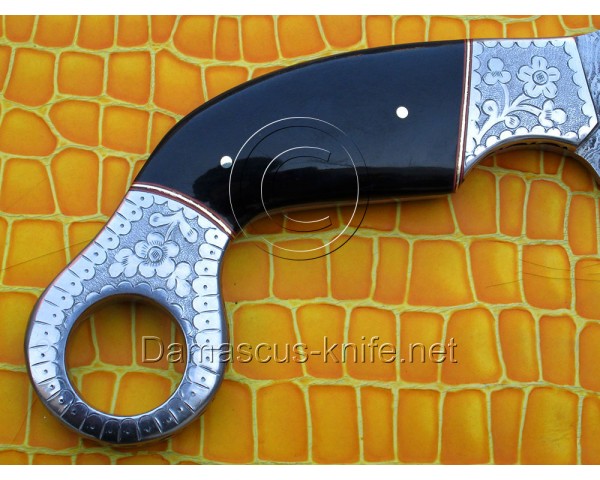 Custom Handmade Damascus Karambit Knife - Bull Horn (ARS-717)