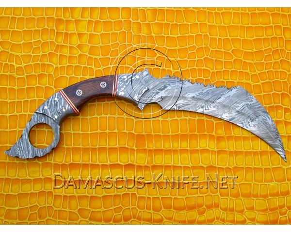 Full Tang Handmade Big Damascus Karambit Knife - Engraved Sheath (ARS-719)